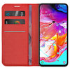 Leather Wallet Case & Card Holder Pouch for Samsung Galaxy A70 - Red